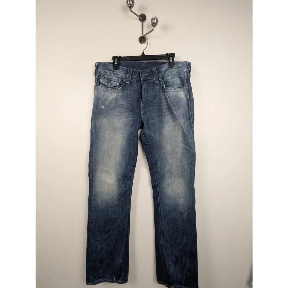 True Religion‎ Ricky Relaxed Straight Blue Jeans 36x34